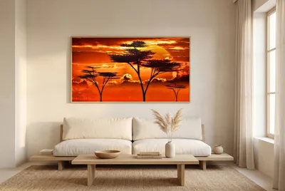 Interior view: African sunset over the savannah