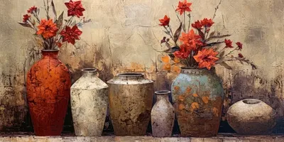 Wall art: Antique vases