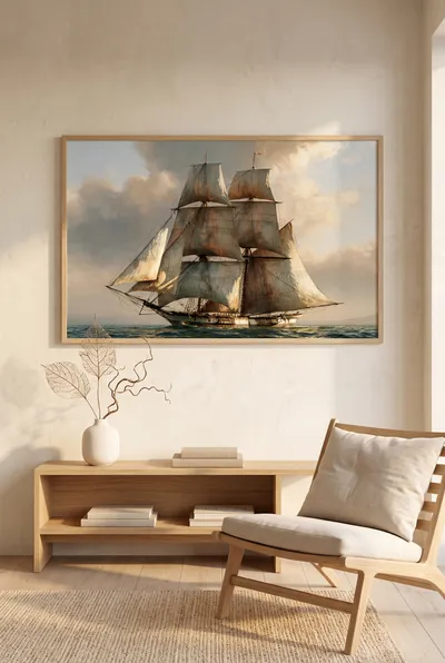 Interior view: The wind chaser: sailing ship under full sail