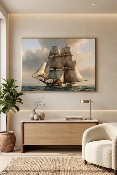 Interior view: The wind chaser: sailing ship under full sail