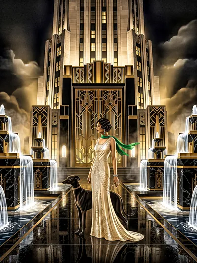 Wall art: Gatsby glamour and mystery by the Art Deco fountain