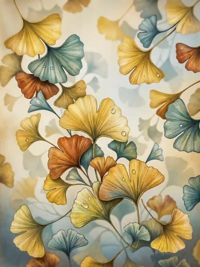 Wall art: Ginkgo: botanical elegance