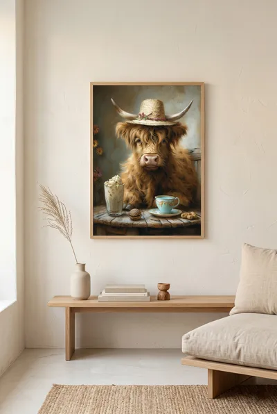 Interior view: Highland cow with humour