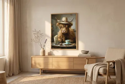 Interior view: Highland cow with humour