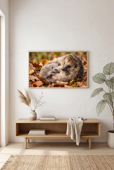 Interior view: Hedgehog family in autumn