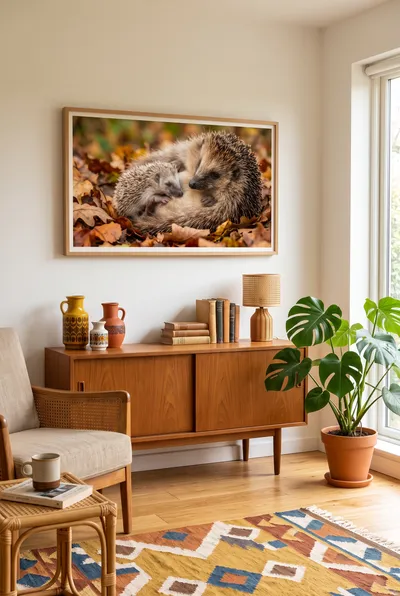 Interior view: Hedgehog family in autumn