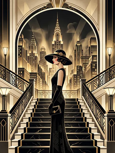 Wall art: Jazz Age elegance before the New York skyline