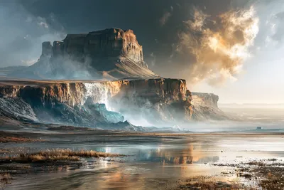 Wall art: Massive rock plateau in dramatic light