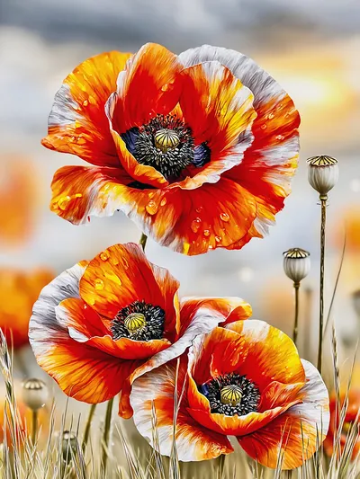 Wall art: Poppies as flaming botany