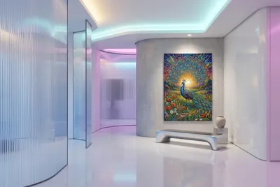 Interior view: Peacock in pulsating splendour