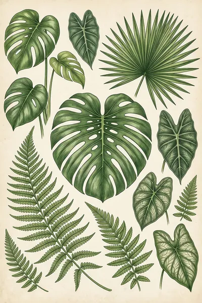 Wall art: Tropical leaf studies